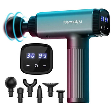 Nanssigy Muscle Massage Gun with 6 Heads, 30 Adjustable Speeds, LED Indicator & 2600mAh Battery, Deep Tissue Powerful Percussion Massager, Portable Fascia Gun for Relieving Muscle Pain & Stiffness - Imported from UK